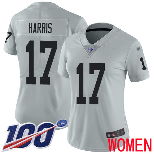 Oakland Raiders Limited Silver Women Dwayne Harris Jersey NFL Football 17 100th Season Inverted Jersey